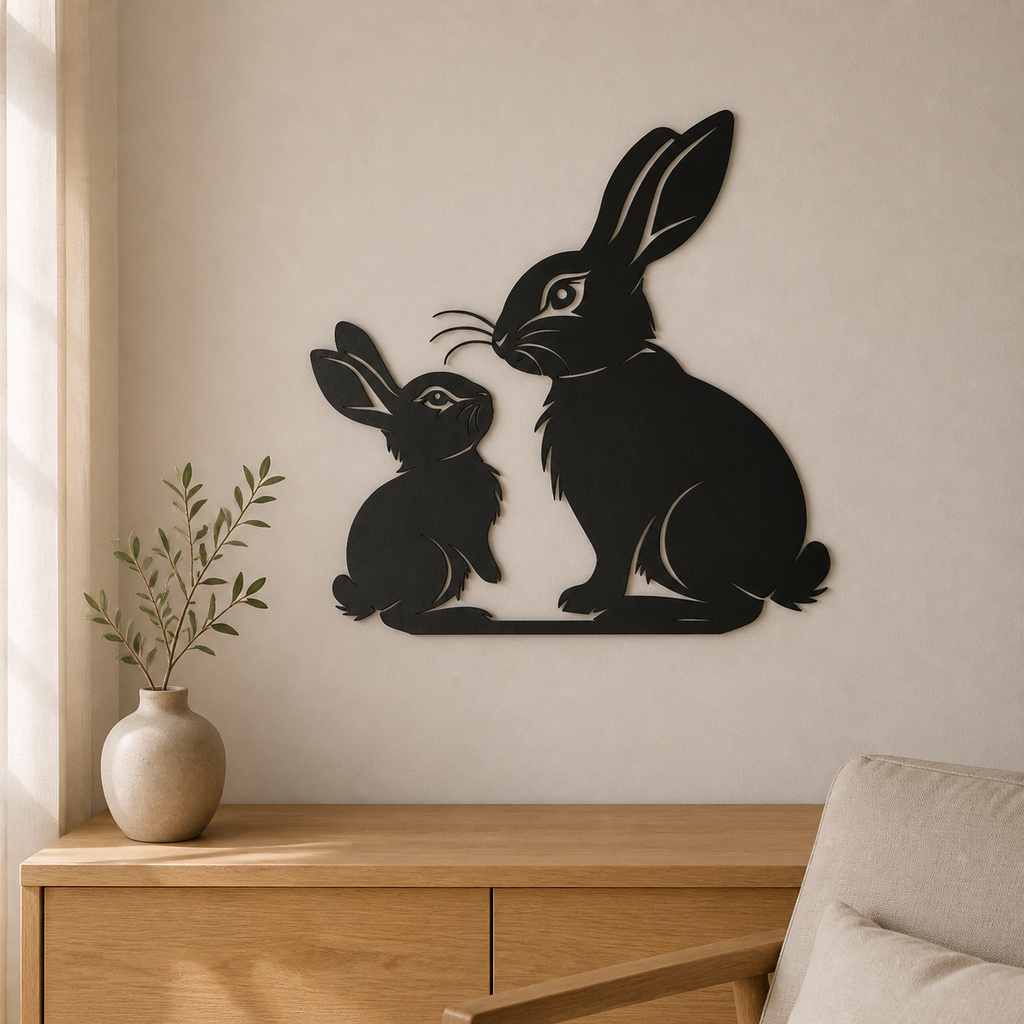 Rabbits Wall Art — Bunny Pair Silhouette | 2 Sizes