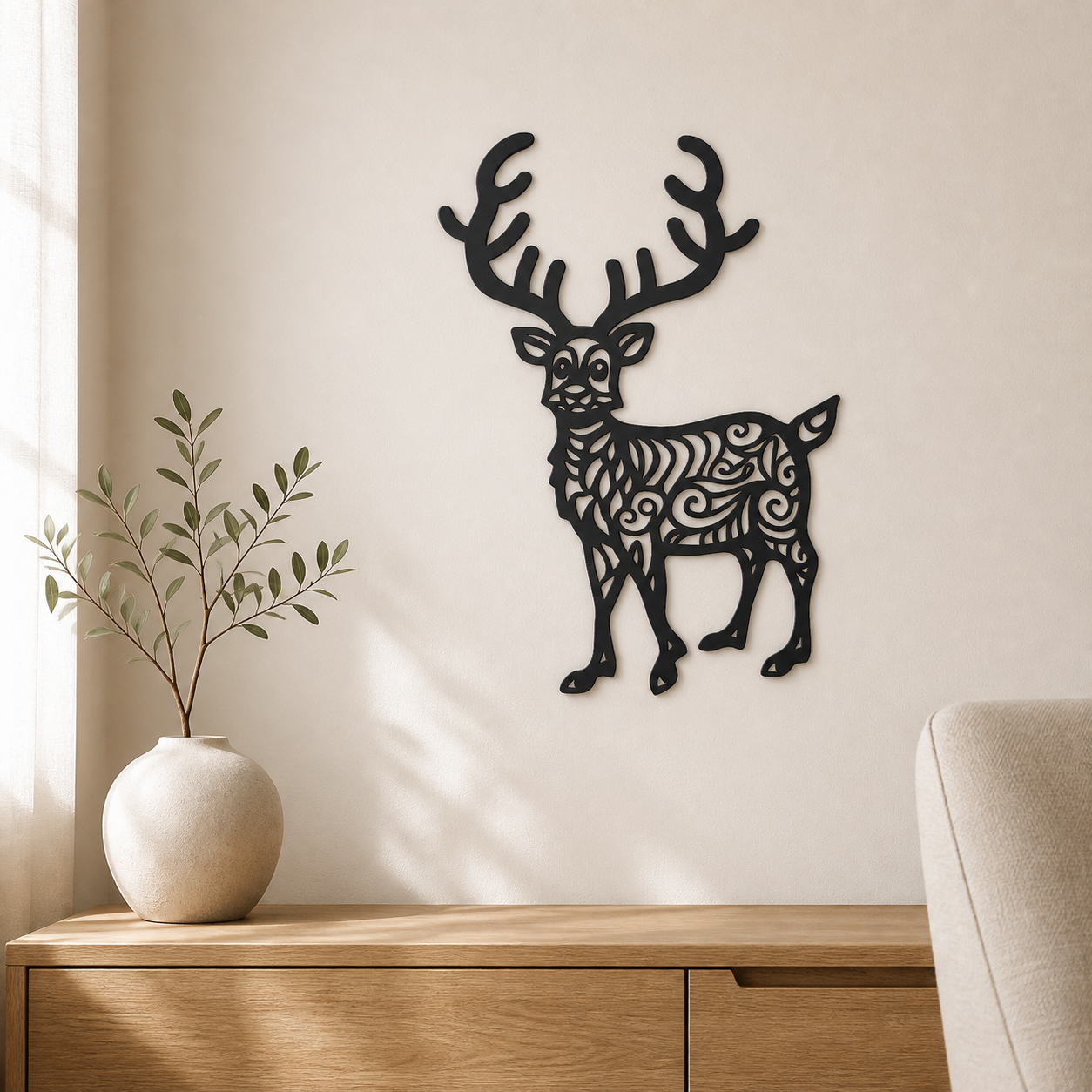 Reindeer Wall Art — Antlered Silhouette | 2 Sizes