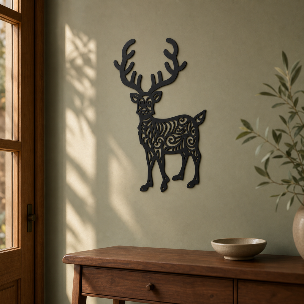 Reindeer Wall Art — Antlered Silhouette | 2 Sizes