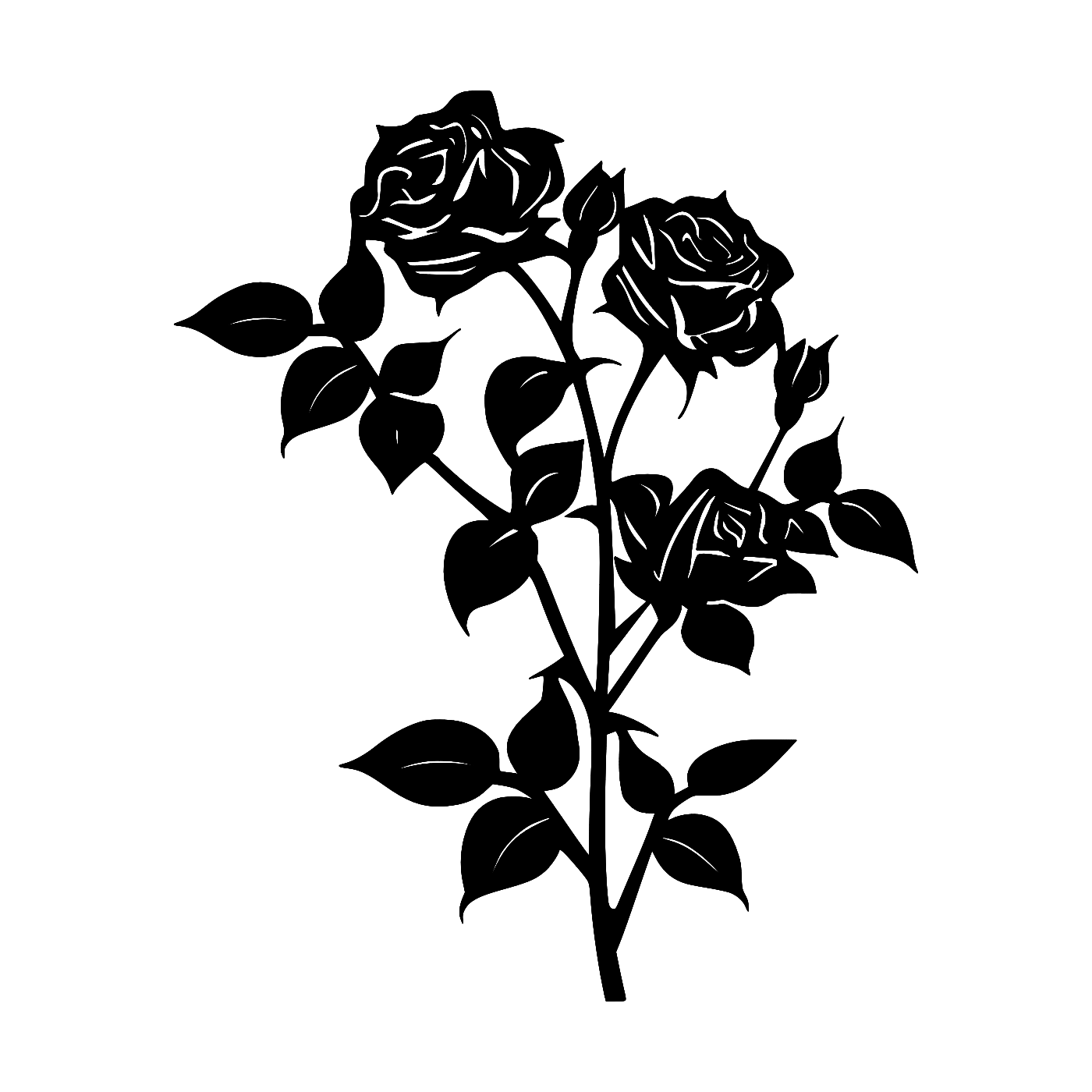 Roses Wall Art — Layered Bloom Silhouette | 2 Sizes
