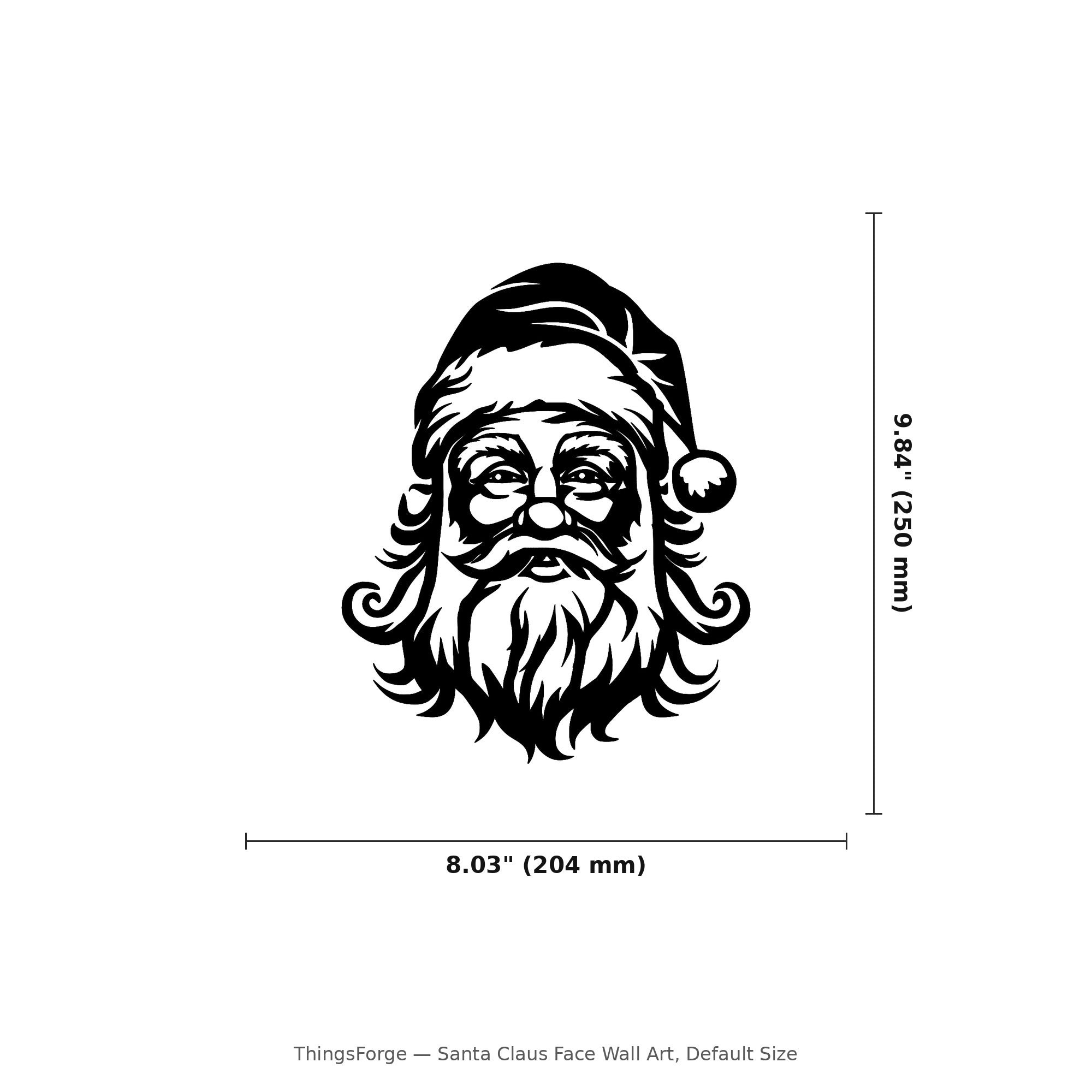Santa Clause Face Wall Art — Jolly Portrait Silhouette | 2 Sizes