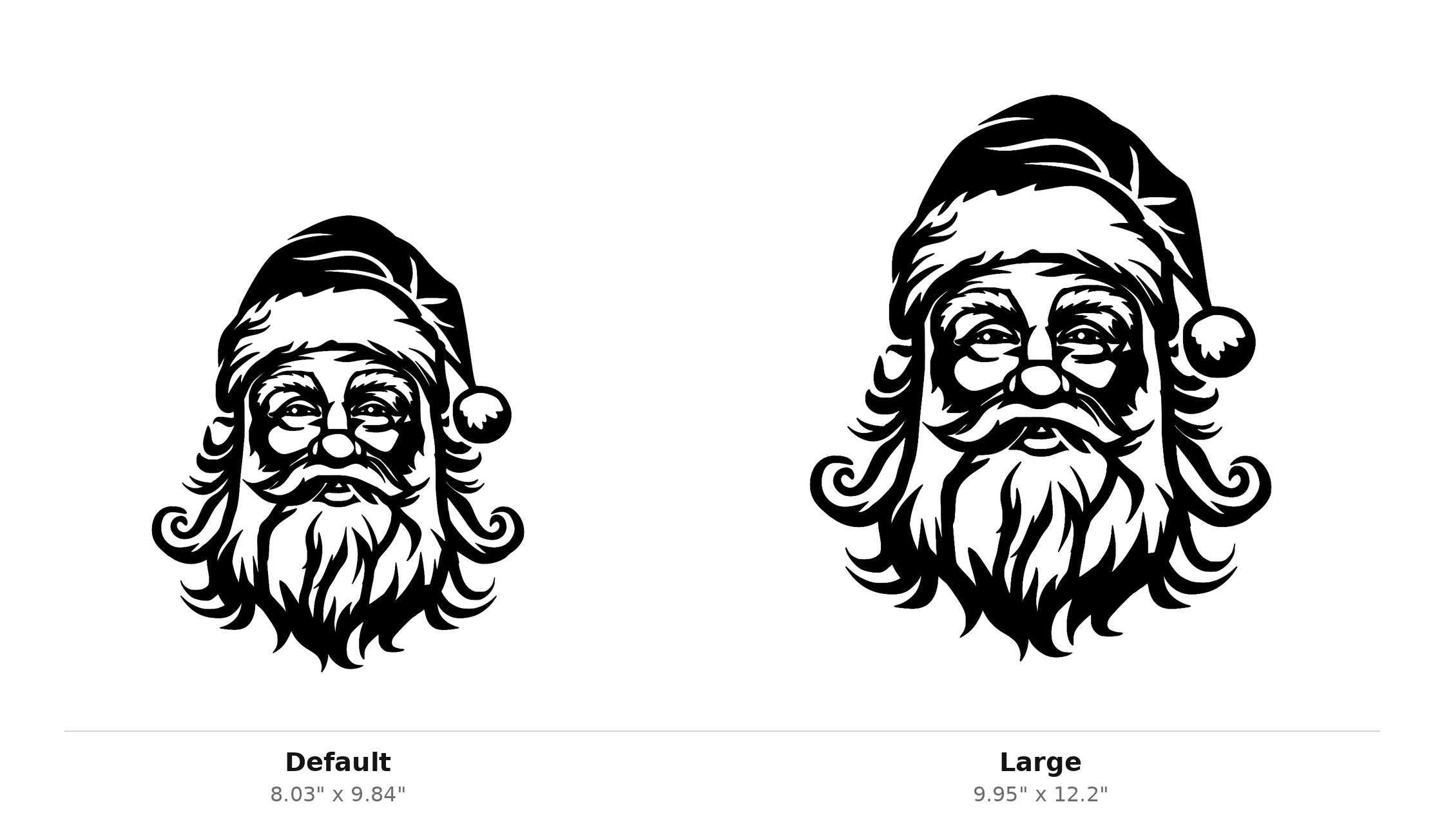 Santa Clause Face Wall Art — Jolly Portrait Silhouette | 2 Sizes
