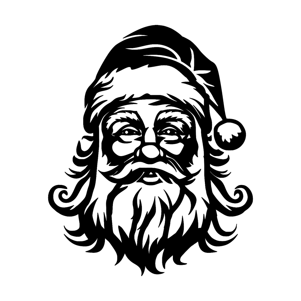 Santa Clause Face Wall Art — Jolly Portrait Silhouette | 2 Sizes