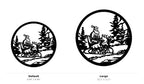 Santa with Reindeer Wall Art — Sleigh Scene Silhouette | 2 Sizes