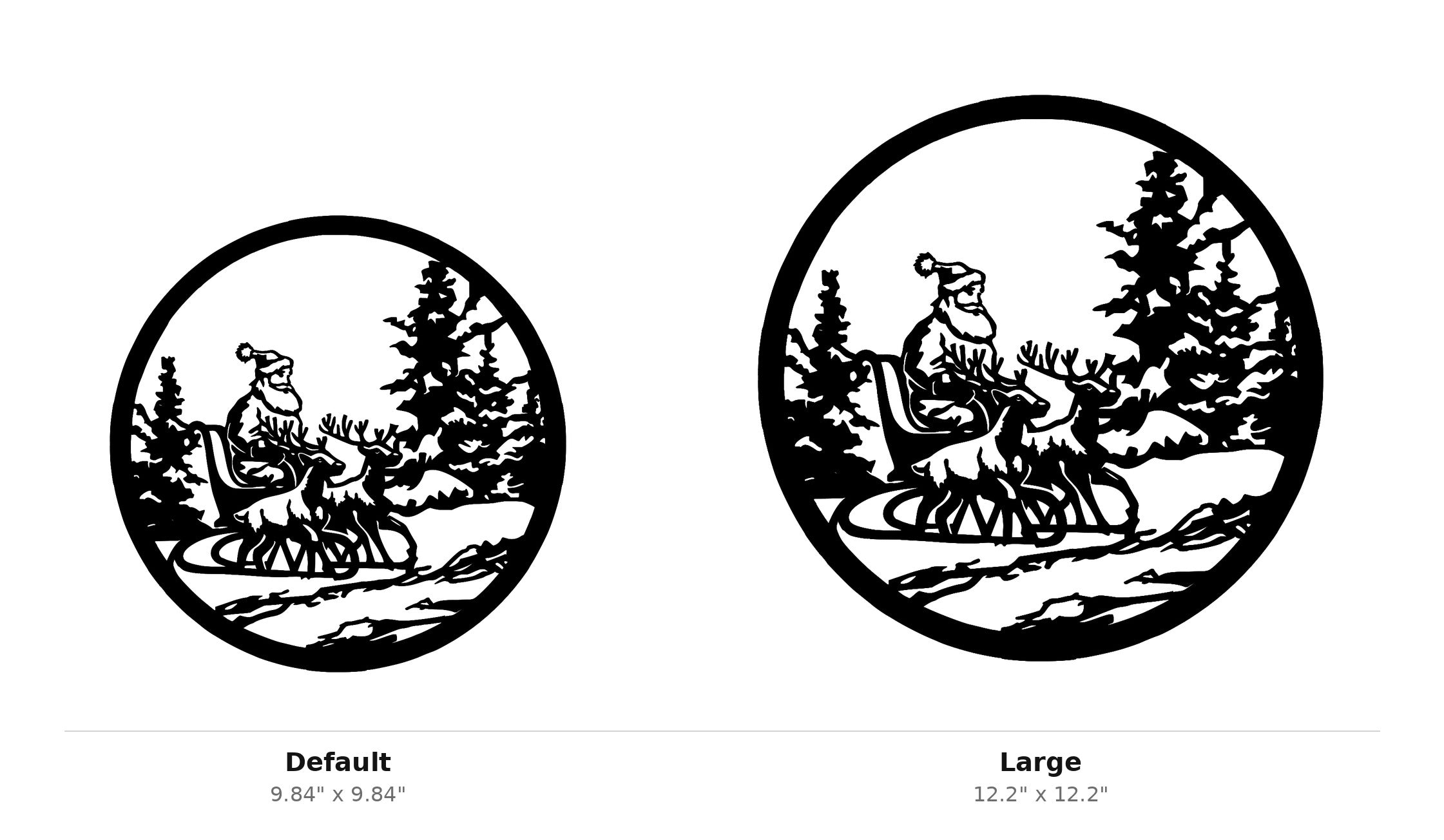 Santa with Reindeer Wall Art — Sleigh Scene Silhouette | 2 Sizes