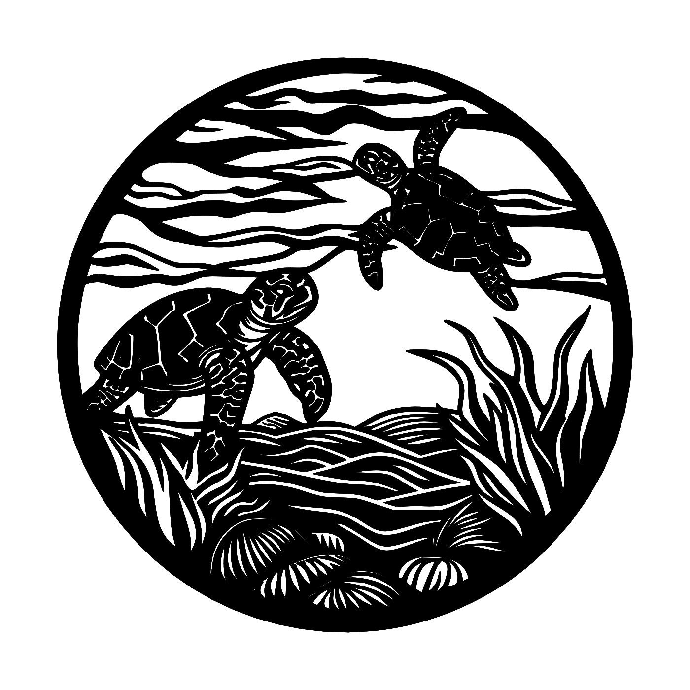 Sea Turtles Wall Art — Pair Silhouette | 2 Sizes