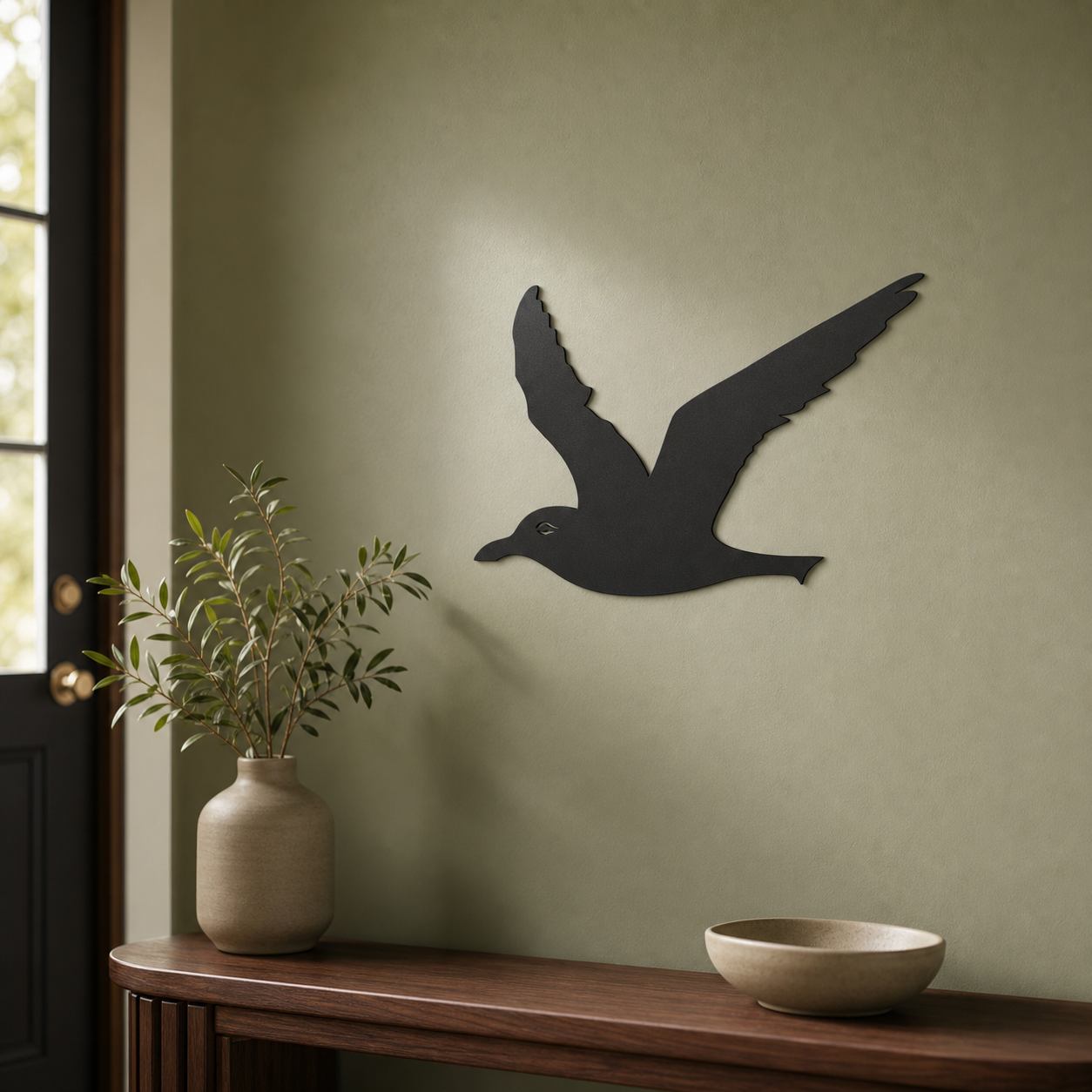 Seagull Wall Art — Coastal Bird Silhouette | 2 Sizes