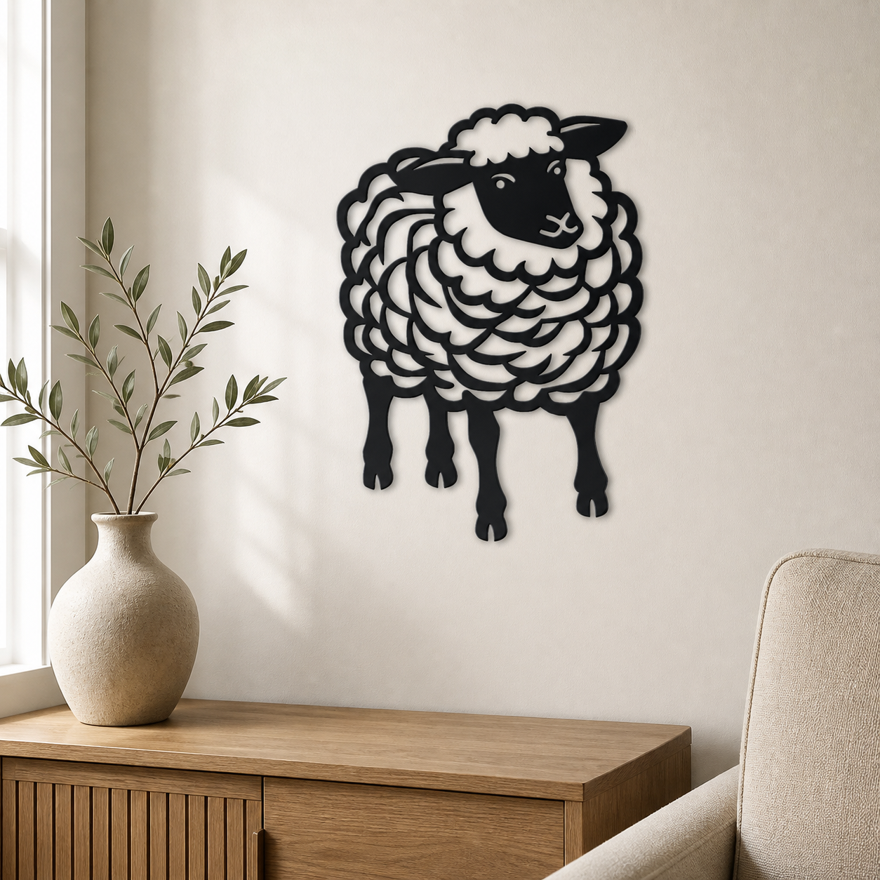 Sheep Wall Art — Fluffy Coat Silhouette | 2 Sizes