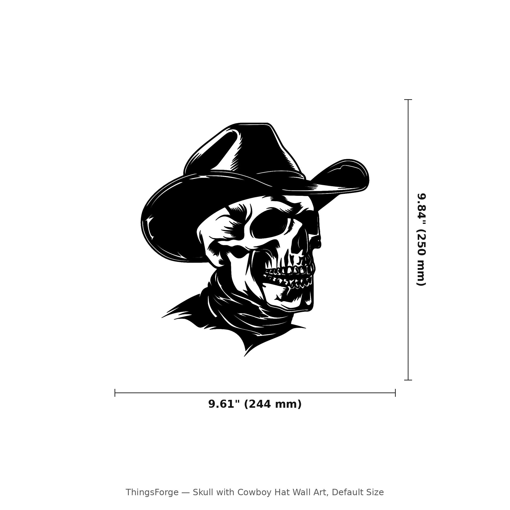 Skull with Cowboy Hat Wall Art — Western Silhouette | 2 Sizes