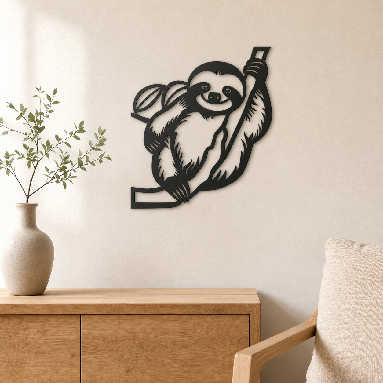 Sloth Wall Art — Hanging Branch Silhouette | 2 Sizes