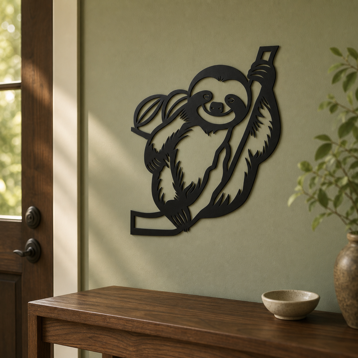Sloth Wall Art — Hanging Branch Silhouette | 2 Sizes