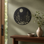 Snow Night Landscape Wall Art — Winter Scene Silhouette | 2 Sizes