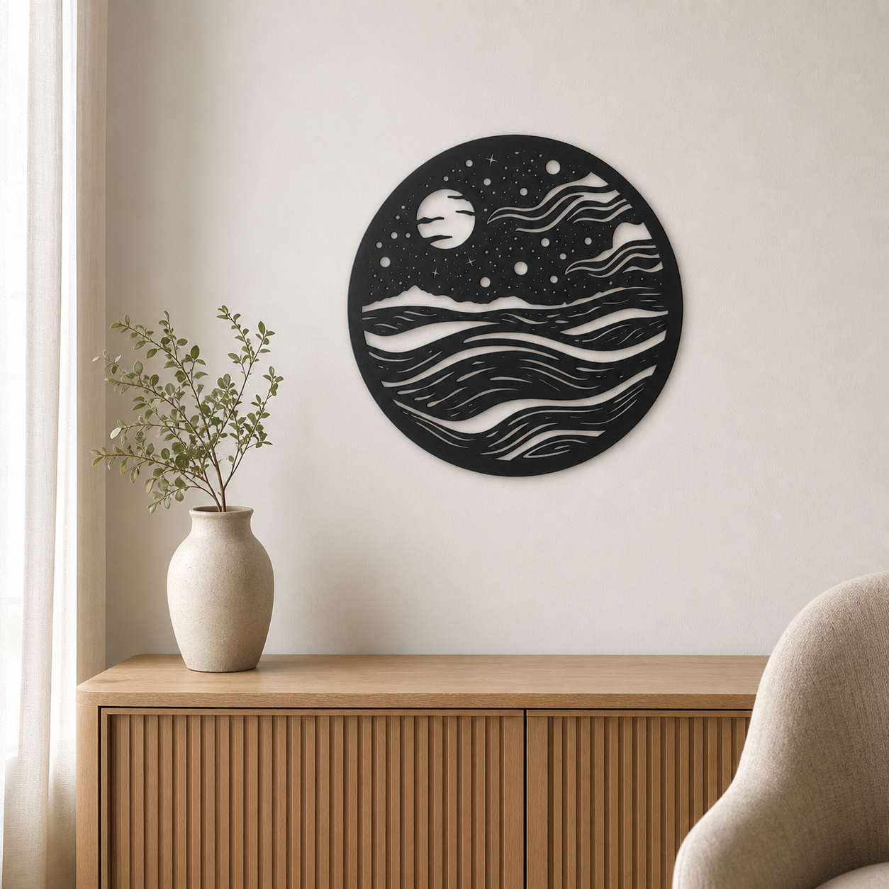 Space Scene Wall Art — Planets and Stars Silhouette | 2 Sizes