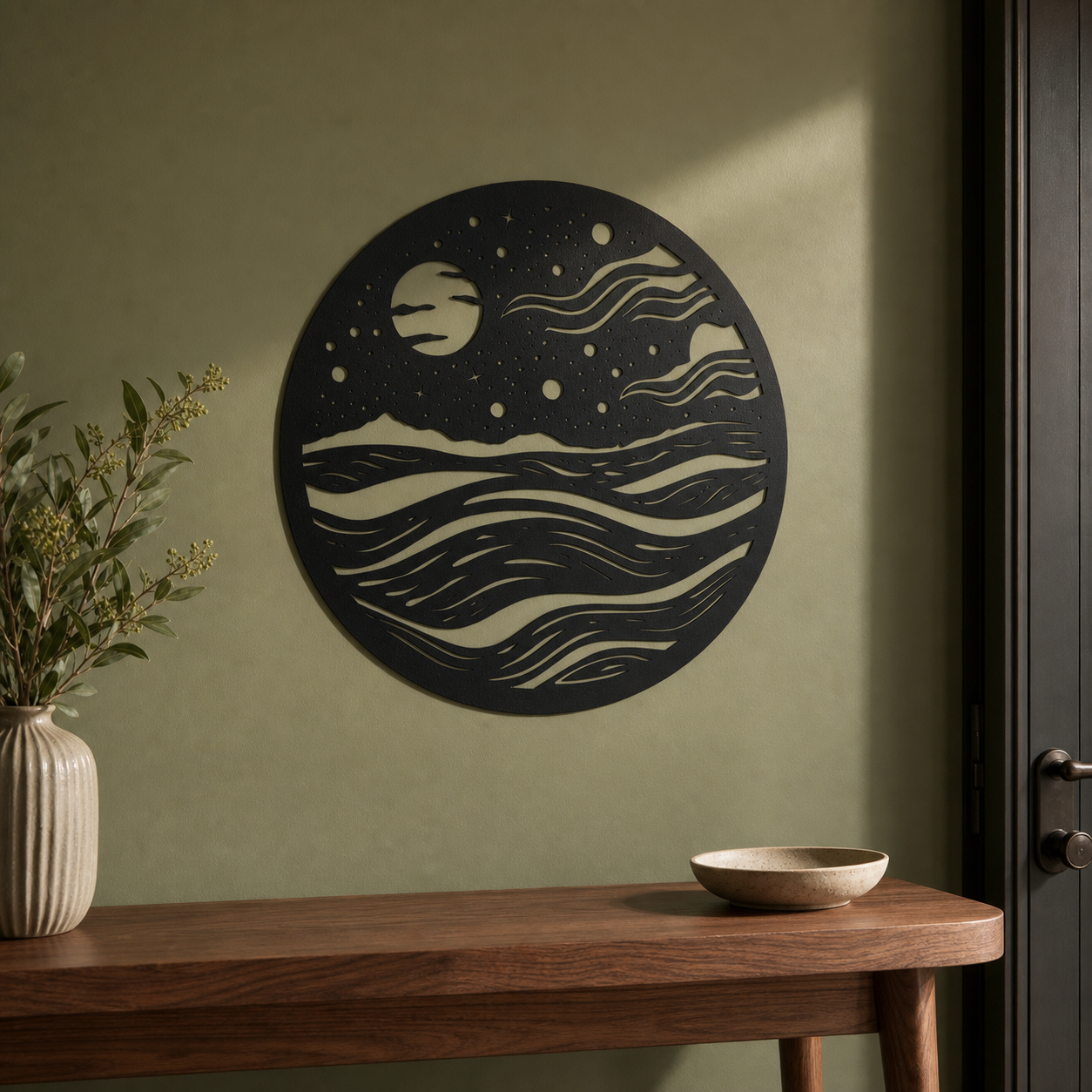 Space Scene Wall Art — Planets and Stars Silhouette | 2 Sizes