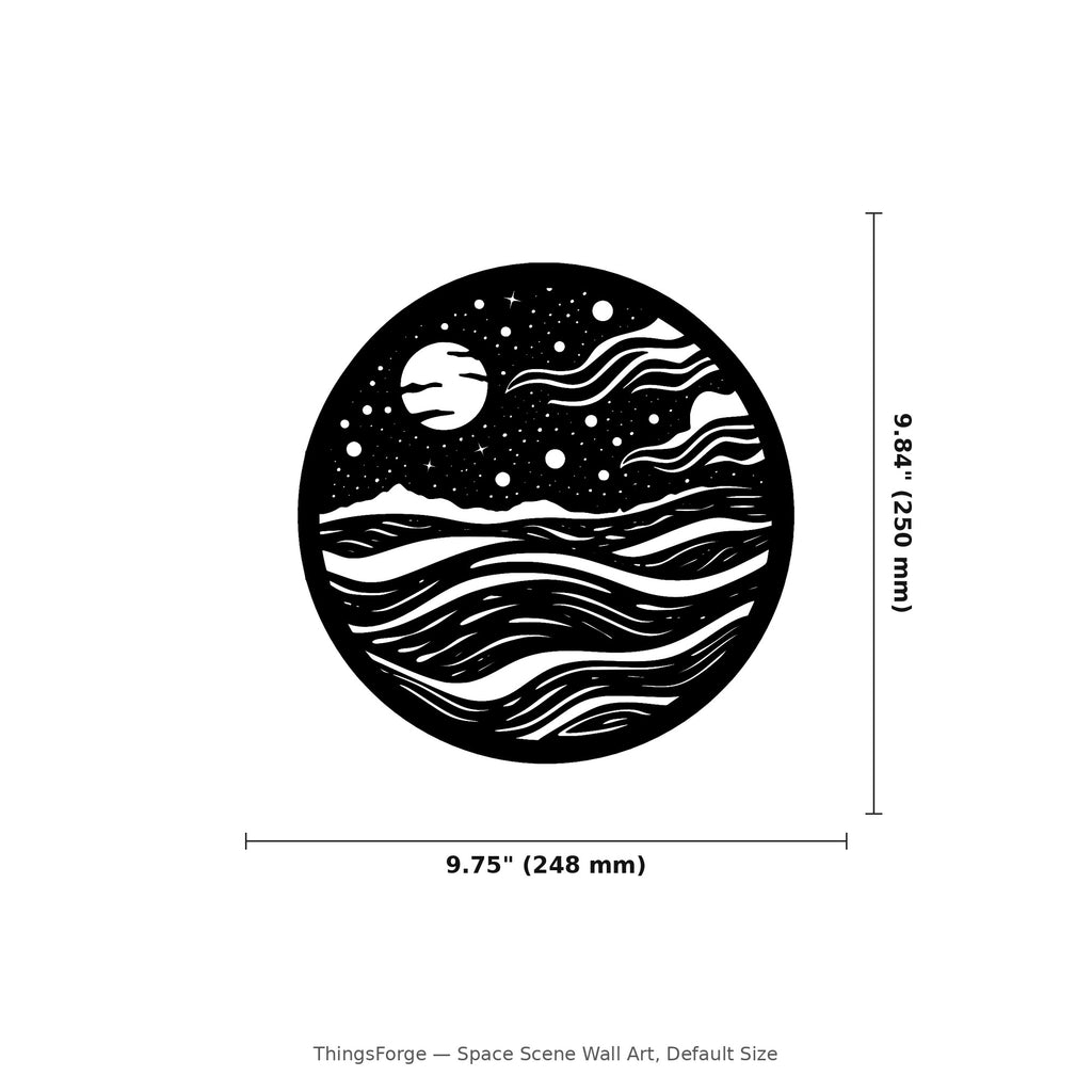 Space Scene Wall Art — Planets and Stars Silhouette | 2 Sizes