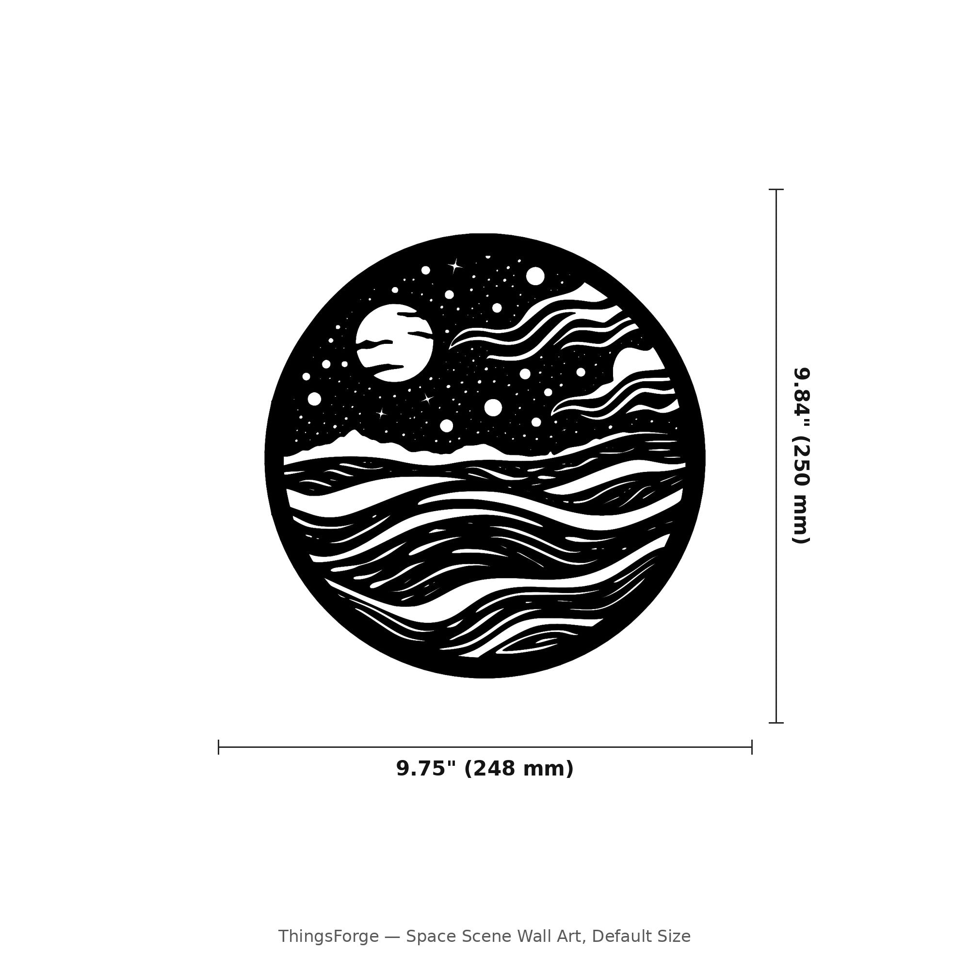 Space Scene Wall Art — Planets and Stars Silhouette | 2 Sizes
