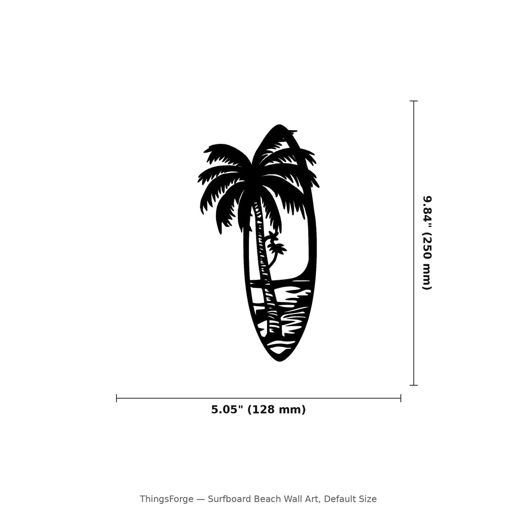 Surfboard Beach Wall Art — Palm Tree Beach Scene | 2 Sizes