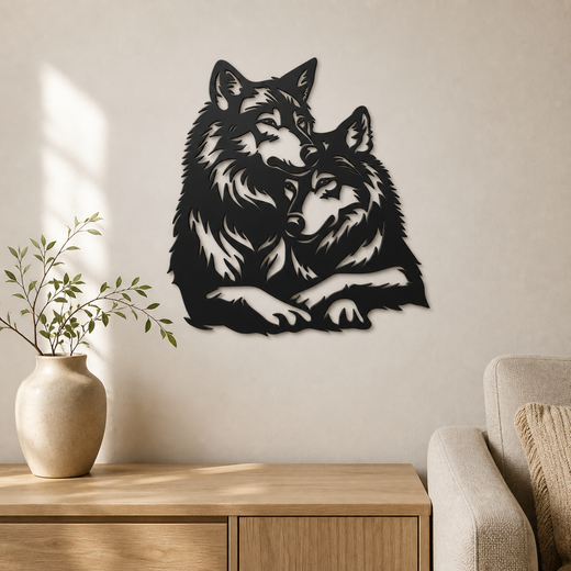 Wolf Pair Wall Art — Resting Wolves Silhouette | 2 Sizes