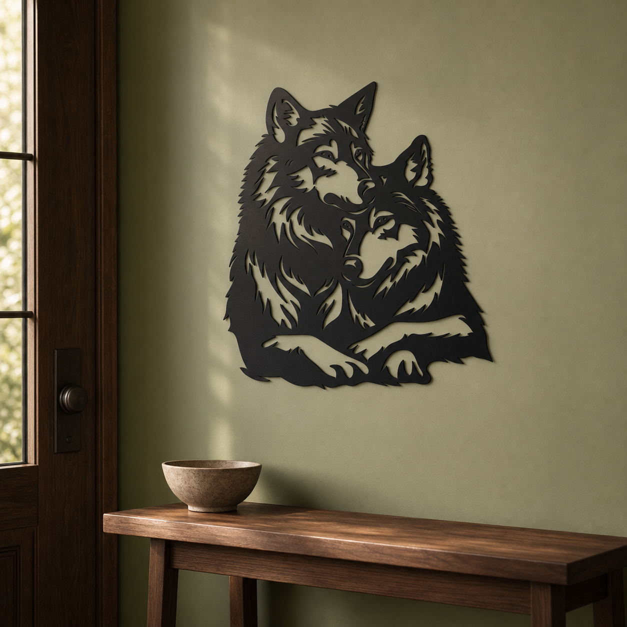 Wolf Pair Wall Art — Resting Wolves Silhouette | 2 Sizes