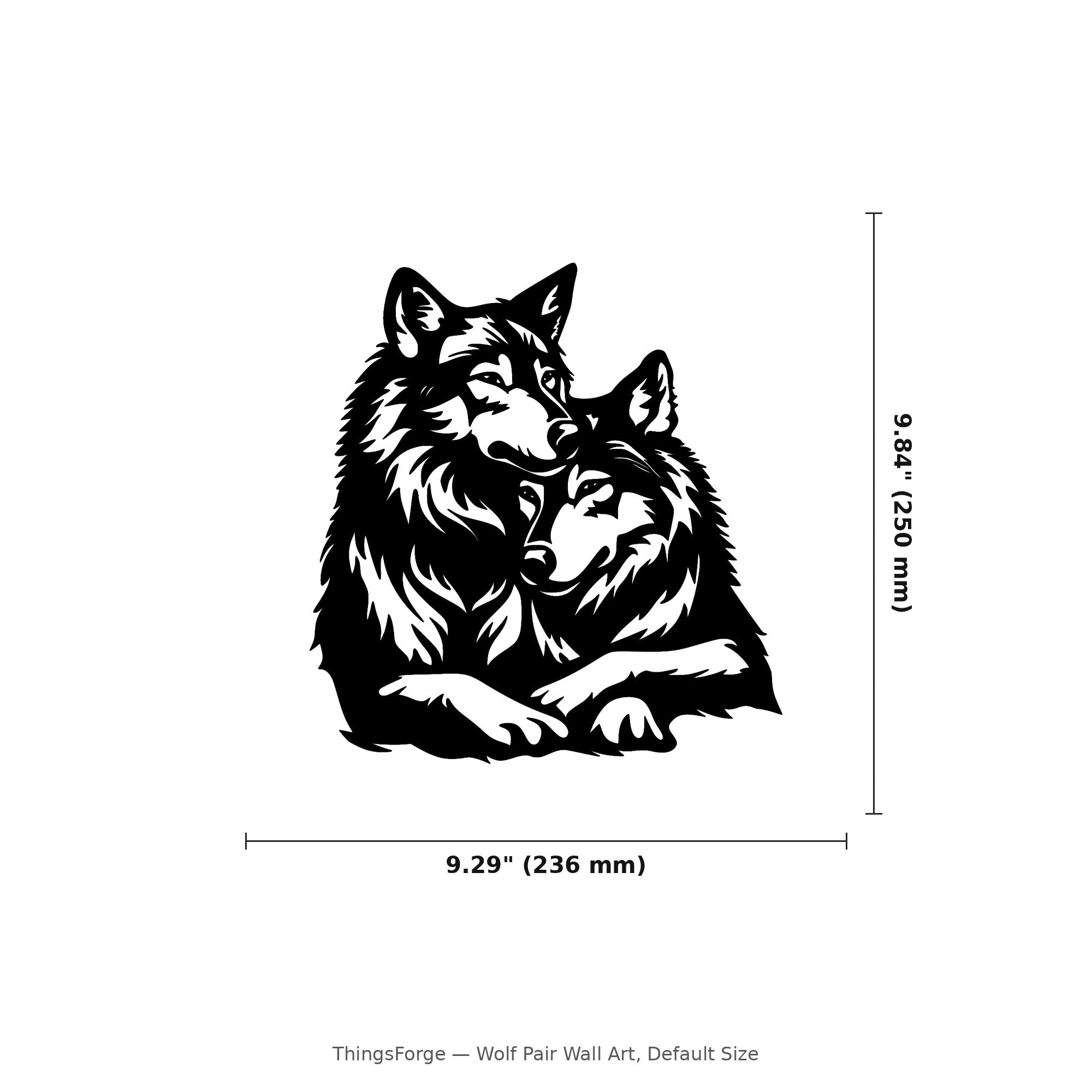 Wolf Pair Wall Art — Resting Wolves Silhouette | 2 Sizes
