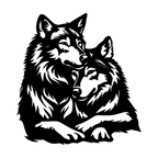 Wolf Pair Wall Art — Resting Wolves Silhouette | 2 Sizes