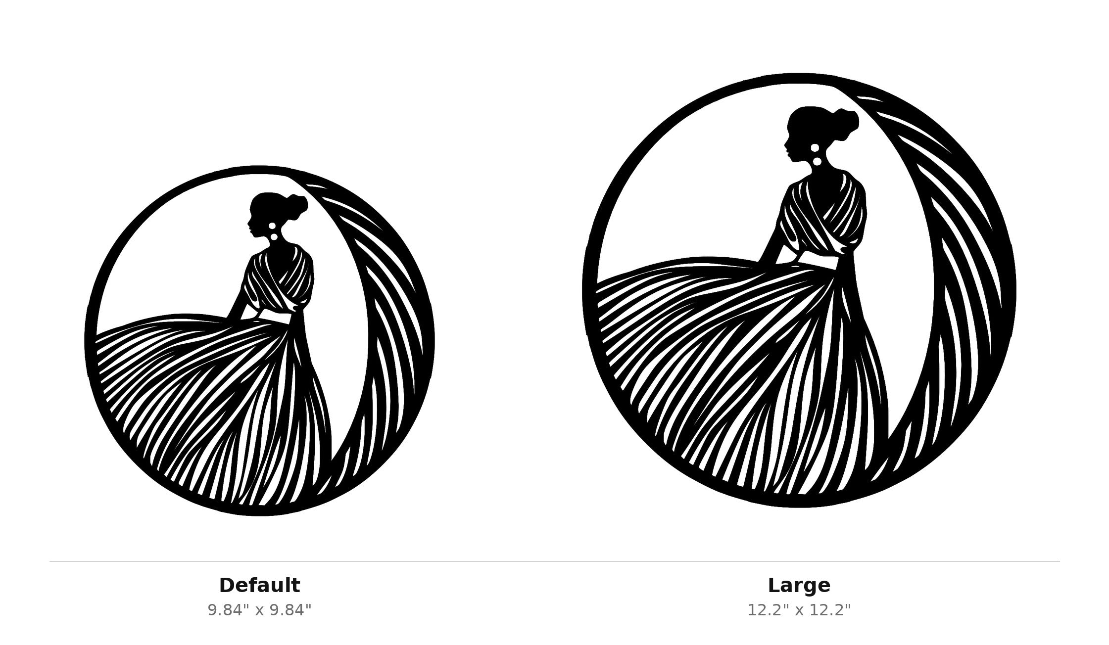 Woman in Dress Wall Art — Circle Frame Gown Silhouette | 2 Sizes