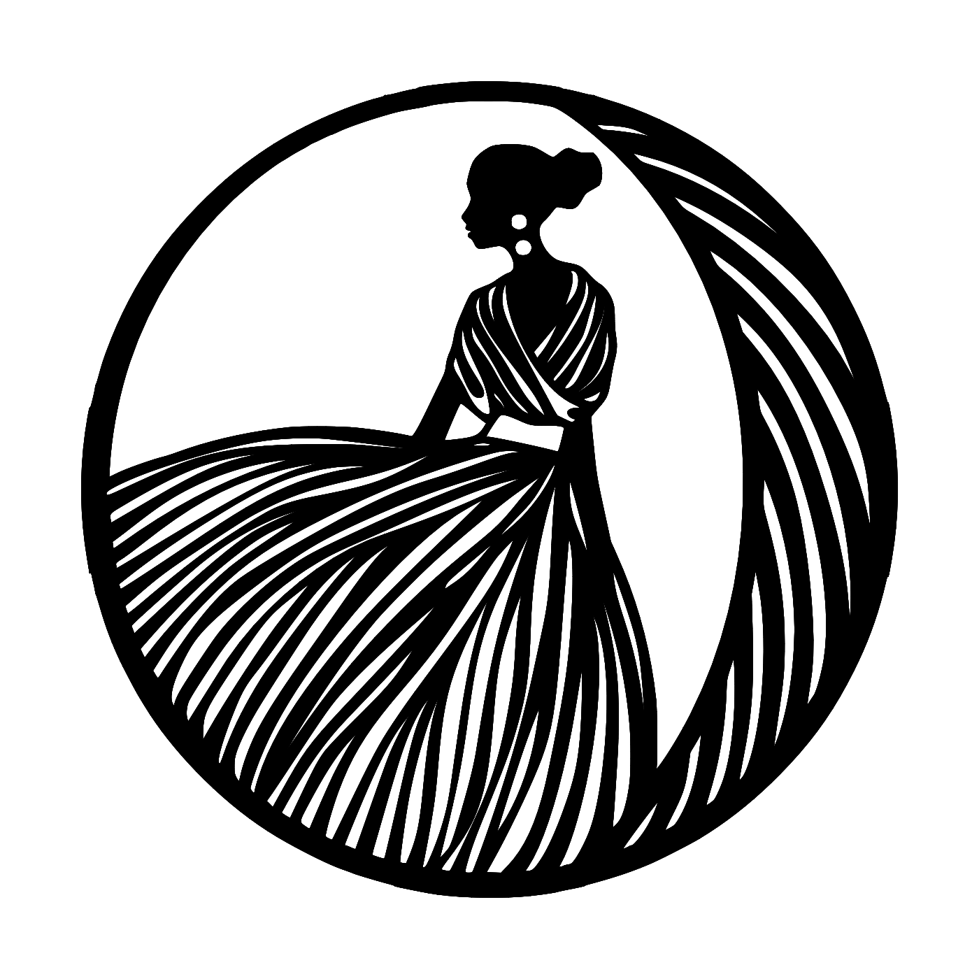 Woman in Dress Wall Art — Circle Frame Gown Silhouette | 2 Sizes