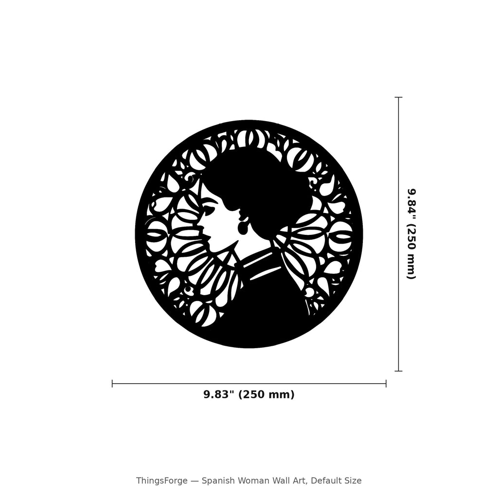 Spanish Woman Wall Art — Circle Frame Profile Portrait | 2 Sizes